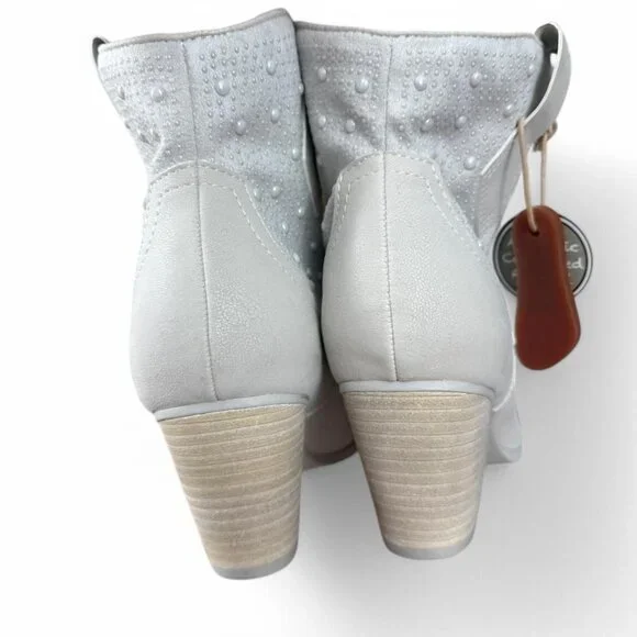 New With Tags White grey MIA studded western pull up ankle cowboy boots size 6.5 - Picture 3 of 9
